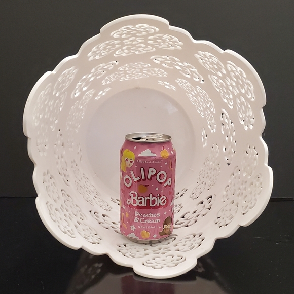 ONLY SOLD IN BUNDLE 12" White Floral Cutout Plastic Wastebasket - Picture 6 of 10